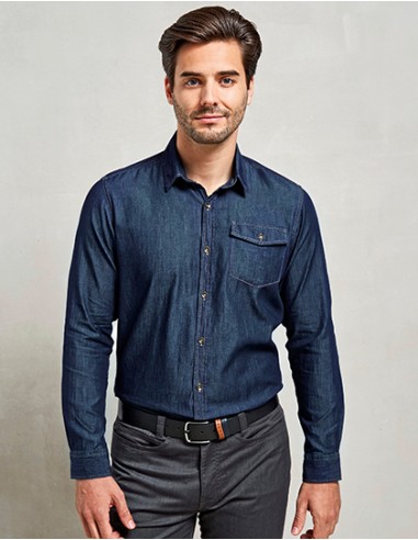 P-PR222-Mens Jeans Stitch Denim Shirt